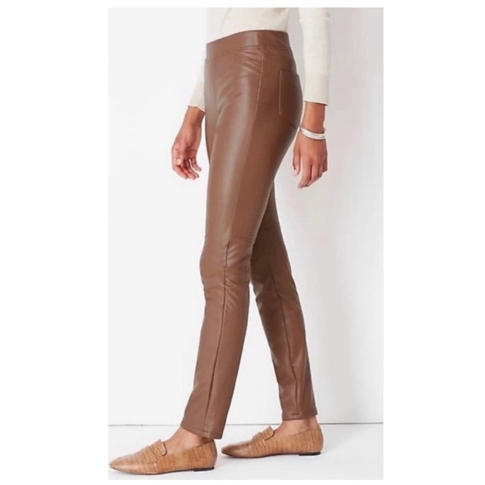 J. Jill Hickory Brown Vegan Leather Faux Leather Pull-On Leggings Pants Large